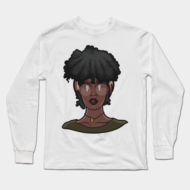 Black Woman Cute and Kinky Long Sleeve T-Shirt by NaturallyBlack